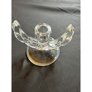 Clear Glass Candle Holder with Elegant Angel Wing Design Decoration